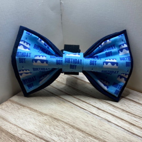 Birthday  Boy Bow Pet Bow Tie in Shades of blue