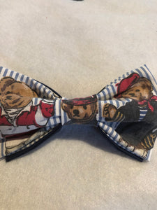 Custom vintage  polo bear cotton bow tie , adult sized with up to 18" adjustable black cotton twill strap