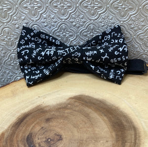 STEM symbols  black and white chalkboard  themed cotton pre-tied bow tie