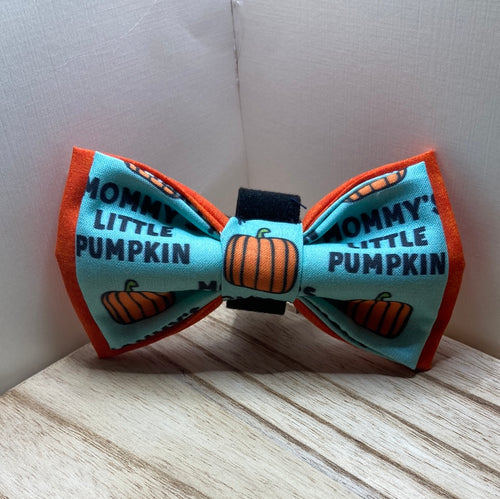 Mommy's Little Pumpkin fall halloween pet bow tie