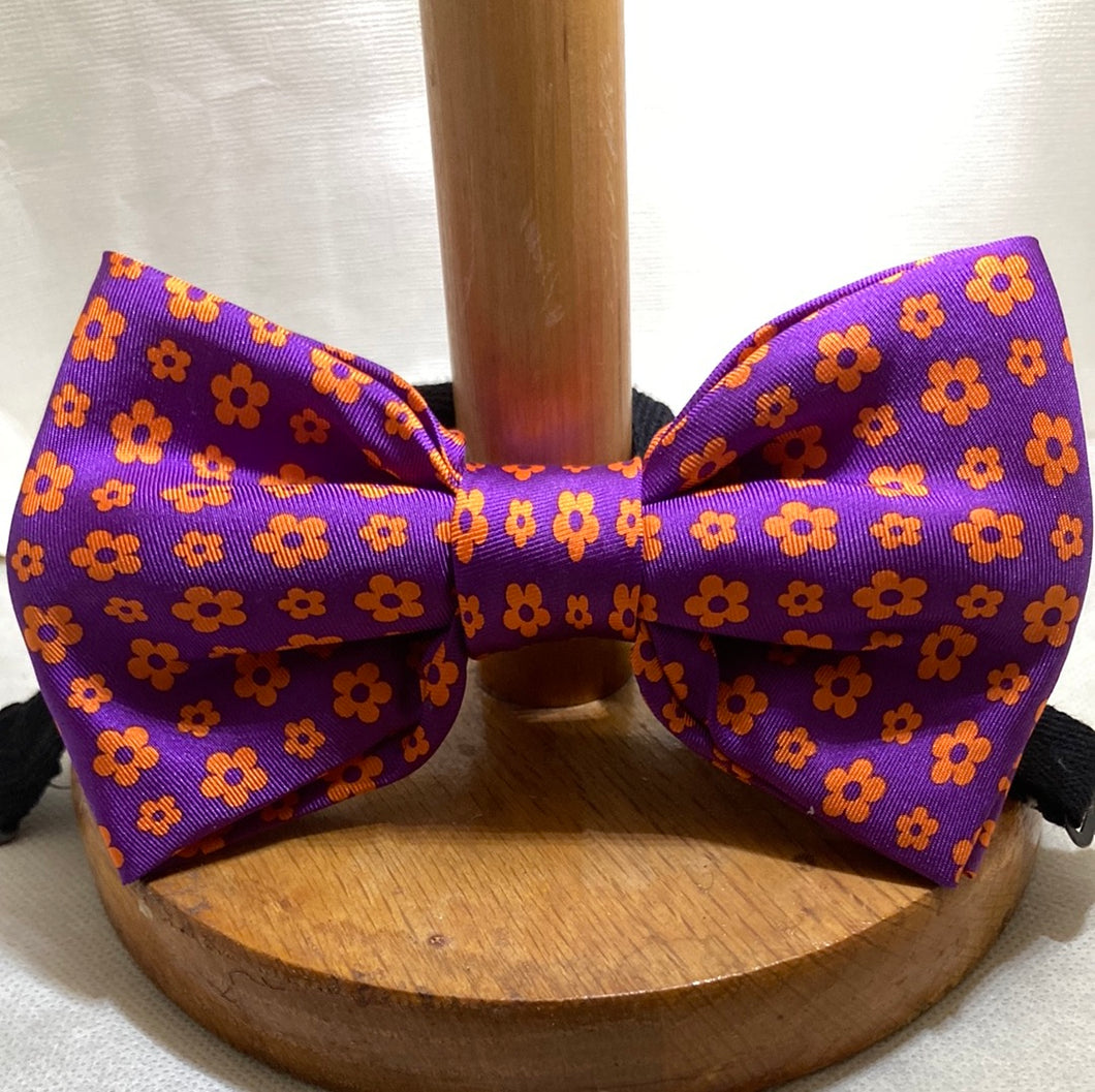 Hippy retro style silk repurposed bow tie