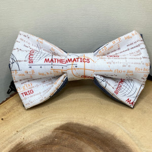 "It All Adds Up"Math white background print and equations pre-tied bow tie
