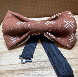 Brown mudcloth, African like, Black history month cotton bow tie