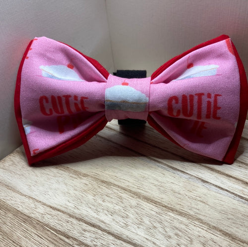 Cutie pie  cotton pet bw tie  in classic pink and bright red