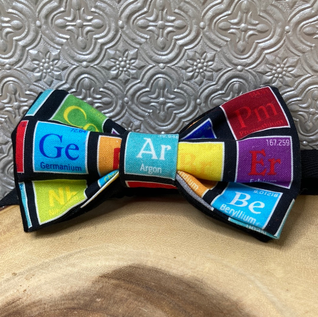 Periodic Table elements in  squares cotton pre-tied bow tie