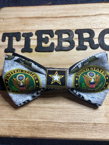 Army Bow tie, Military patriotic bow tie , cotton pre-tied with adjustable cotton twill strap