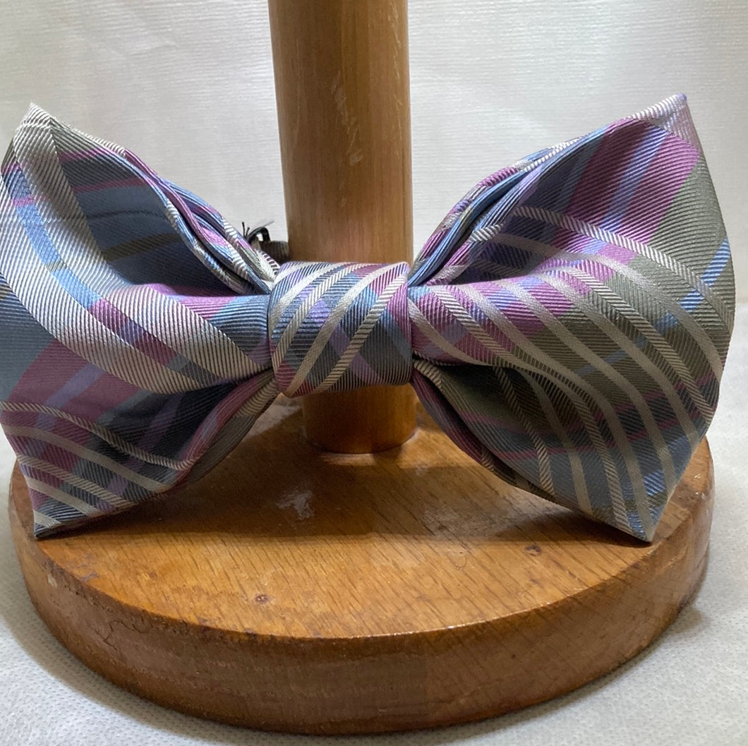 Repurposed pastel striped silk bow tie