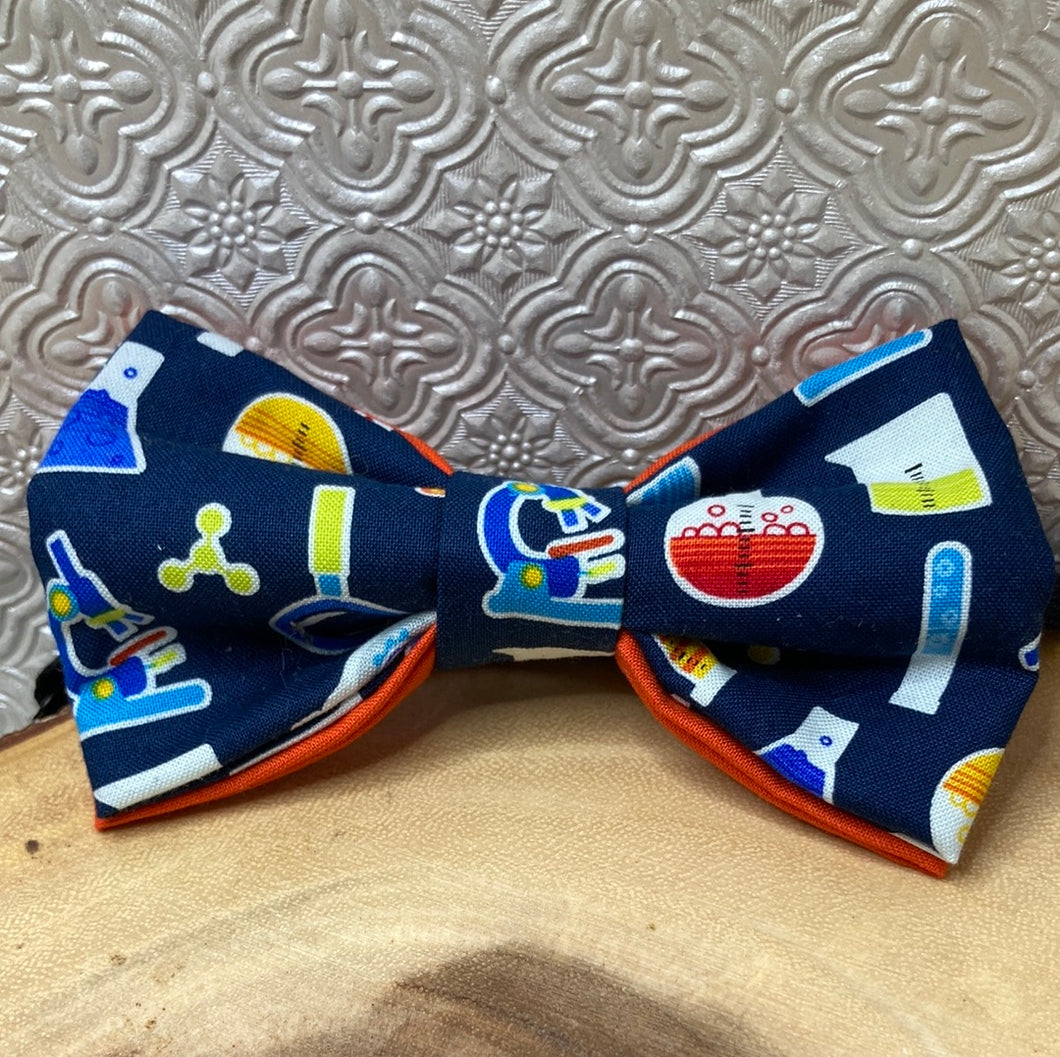 In the Chemistry Lab- Cotton chemistry themed Bow tie , pre-tied with adjustable strap