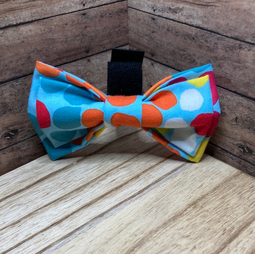 Bright blue  colorful polkadot Pet Bowtie