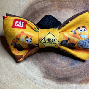 Kids Dump truck, construction themed bow tie with up to 16' adjustable black cotton twill strap