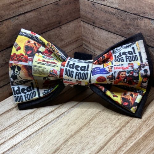 Retro dog food, print dog, Bowtie