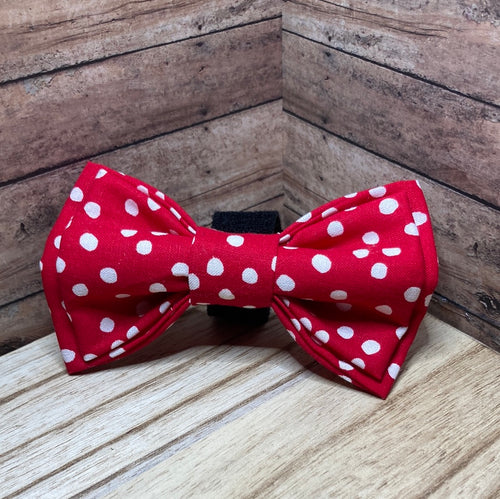 Red and white polkadot, cotton, Pet Bowtie