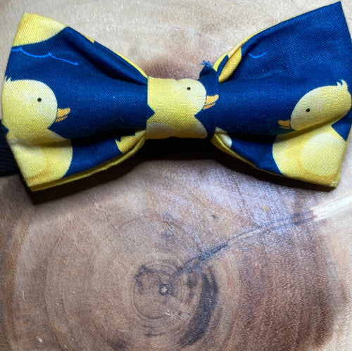 Little rubber ducky bright yellow youth bow tie with adjustable 16 inch cotton twill neck strap