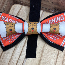 Load image into Gallery viewer, Warning, dog cannot control her licker dog bow tie