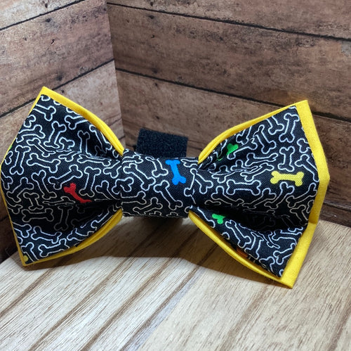 Bright colorful bones pet bow tie