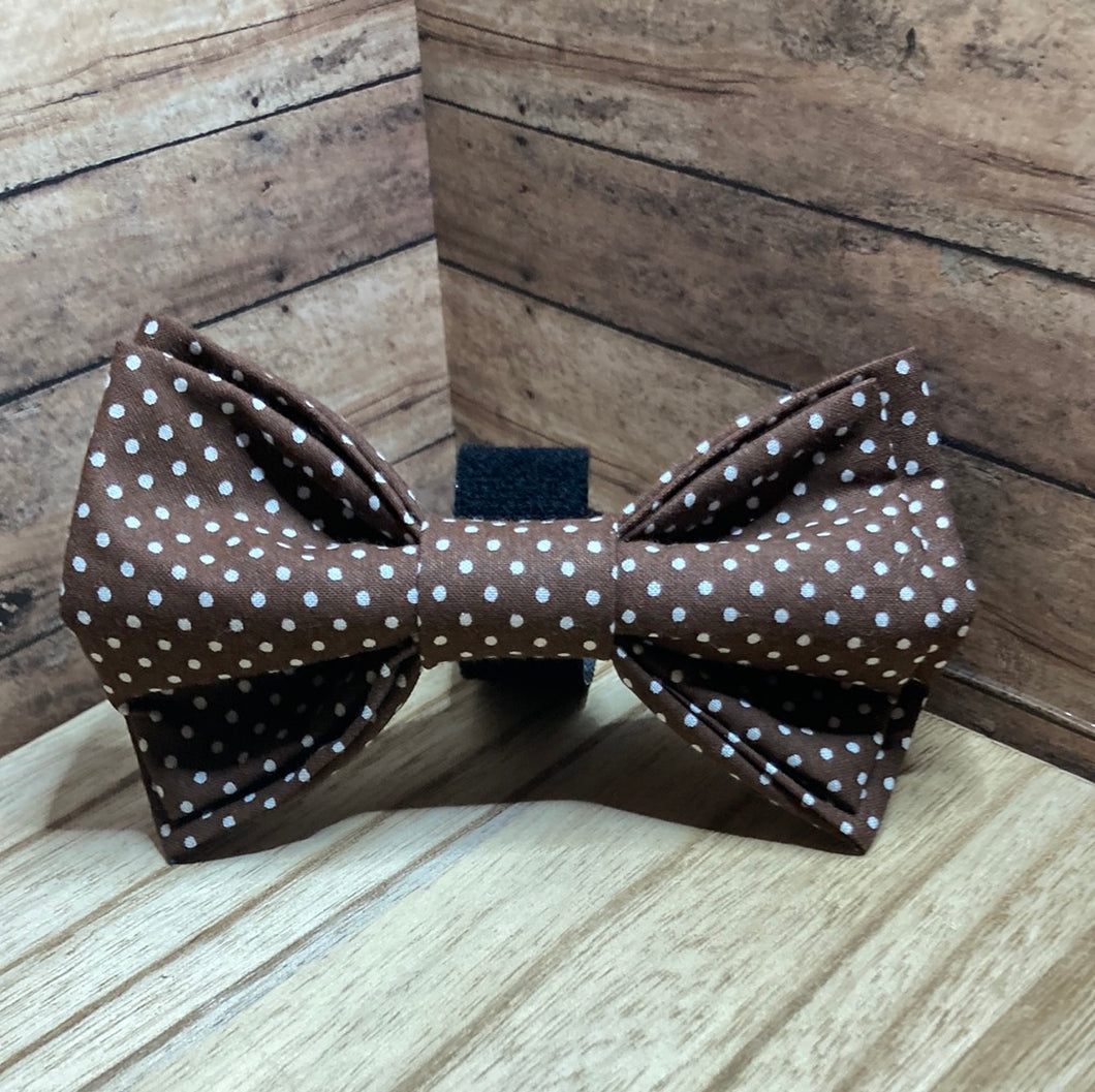 Brown chocolate polka dot pet bow tie