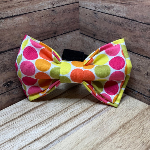 Colorful, orange, yellow, and pink polkadot, Pet Bowtie