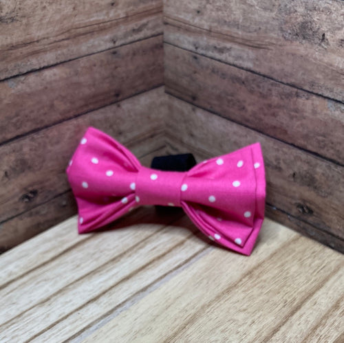 Hot pink and white polkadot, Pet Bowtie