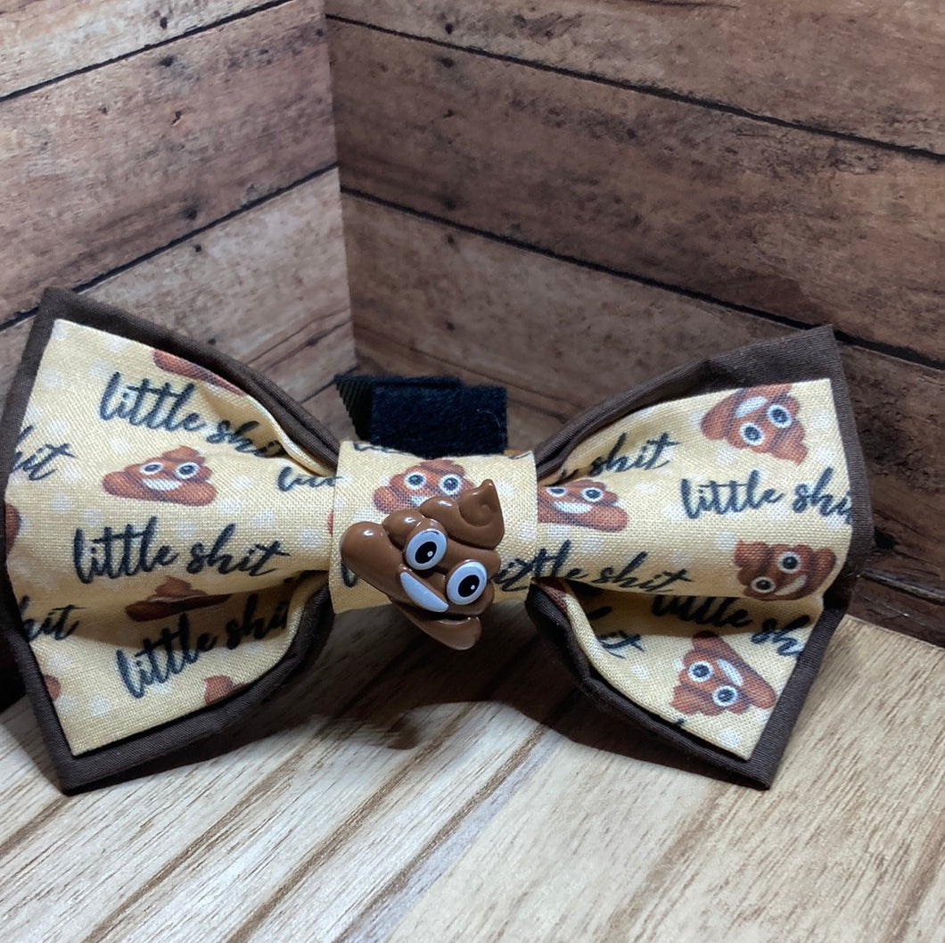 Little shit pet bow tie with poop emoji button