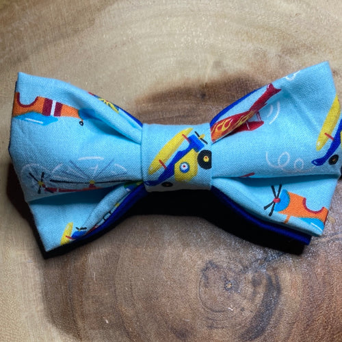Kids Radio flyer airplane bow tie , pre-tied cotton with up to 16' adjustable cotton twill strap