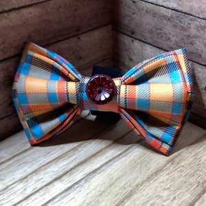 Harvest plaid with or without button pet bow tie
