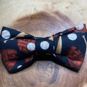Baseball , glove/mitt and ball cotton youth bow tie - pre-tied youth bow tie with up to 16 inch cotton twill strap