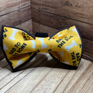 Bad to the bone -yellow pet bow tie