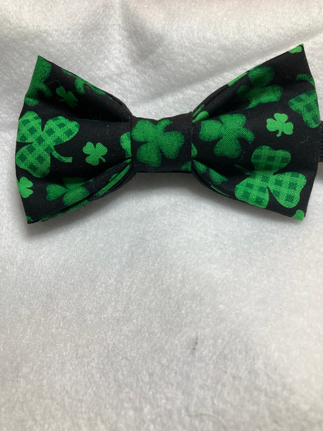 Shamrock ,Irish Pride themed cotton bow tie , pre-tied with adjustable black cotton twill strap