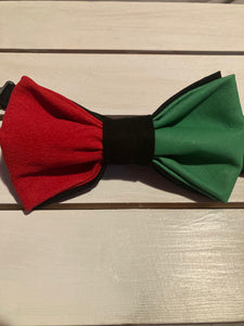 Leather lambskin Red Black and Green Black History Month Pre-tied bow tie