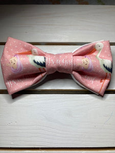 It's A Girl Gender Reveal adult or pet cotton pre-tied bow tie