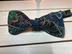 Dot Rainbow Geometric print butterfly styled self tie cotton bow tie with up to 20 inch neck.