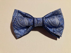 The Langston - Classic  Blue Paisley with Navy Blue Trim Cotton bow tie  adult or kids size available