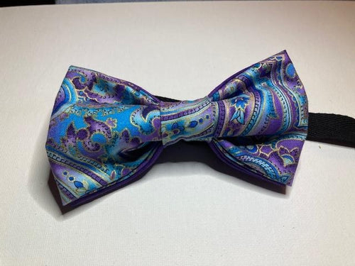 The McKay - Purple and Blue with tones of gold cotton bow tie