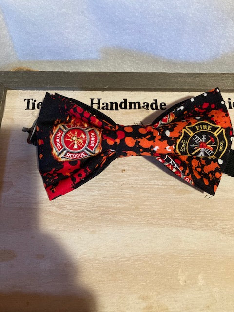 Fireman /Firefighter adult cotton bow tie , pre-tied with up to 18' adjustable black cotton twill strap.