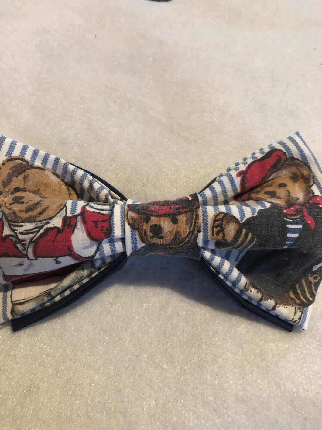 Custom vintage  polo bear cotton bow tie , adult sized with up to 18