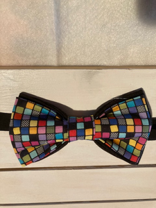 Spring Line -Colorful block print coton bow tie perfect pop for a black suit