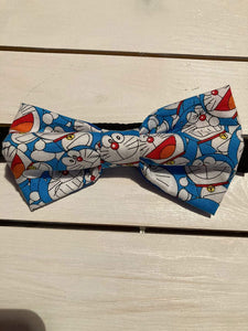 Classic Japanese Anime cartoon cat  themed cotton bow tie, pre-tied, available 3 sizes with adjustable black cotton twill strap