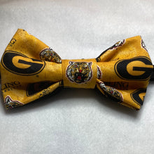 Load image into Gallery viewer, HBCU cotton bow  ties  pre-ties, black collegiate bow ties, black history month bow ties,