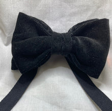 Load image into Gallery viewer, Classic Black cotton bow tie  in velvet , adult sized with up to 20inch adjustable strap.