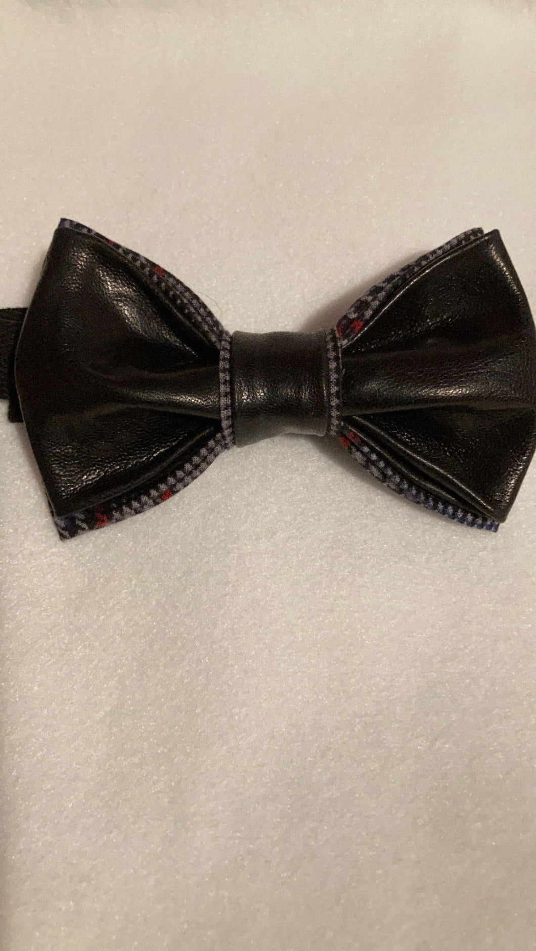 Beautiful butter smooth black leather bow tie