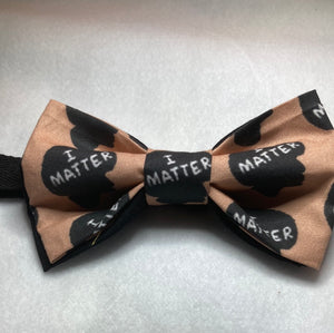 I matter, Black Lives matter themed cotton bow tie  pre-tied with up to 20 inch adjustable black cotton twill strap