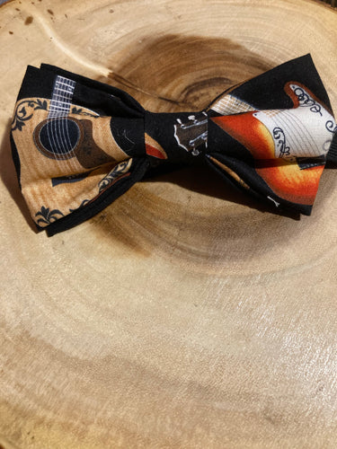 Acoustic  and Electric Guitars Rock ! Cotton pre-tied bow tie