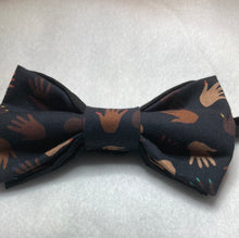 Load image into Gallery viewer, Shades of Black , Black pride cotton bow tie with adjustable up to 20 inch cotton twill black strap