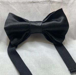 Classic Black Satin bow tie adult sized with up to 20inch adjustable strap