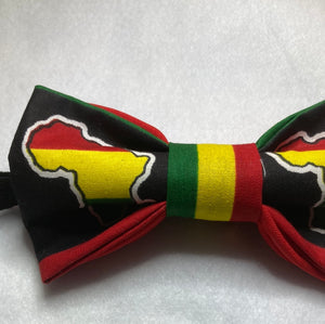 Motherland themed cotton bow tie, red, yellow green Africa cotton bow tie with up to 20 inch adjustable cotton twill strap
