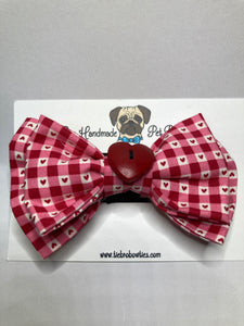 Hearts abound Valentine's day  cotton pet bow tie with Velcro closure