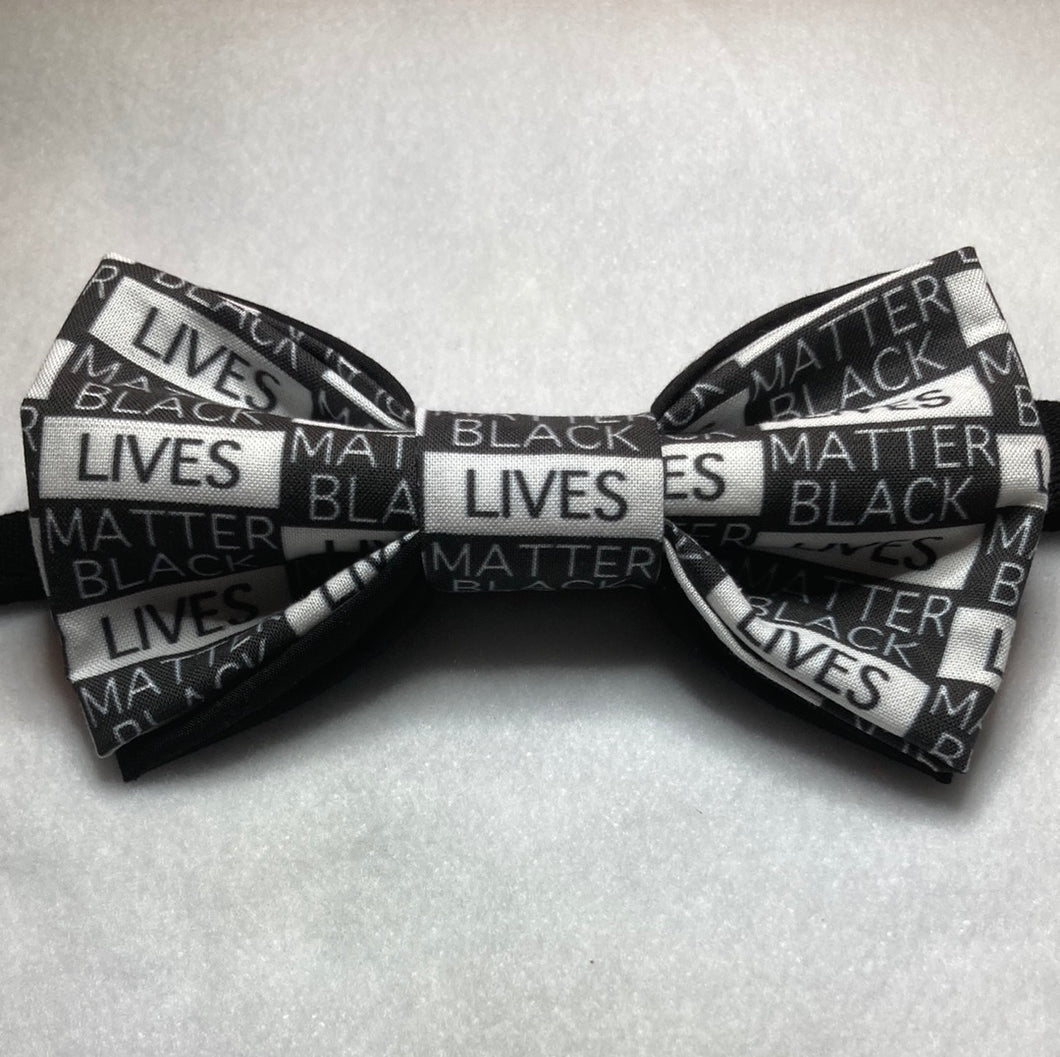 Black Lives Matter , BLM cotton bow tie available in 3 sizes with adjustable black cotton twill neck strap