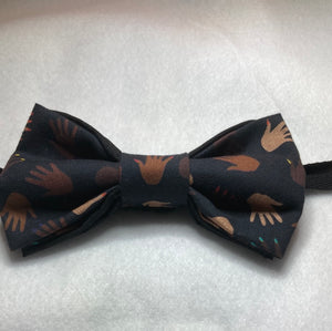 Shades of Black , Black pride cotton bow tie with adjustable up to 20 inch cotton twill black strap