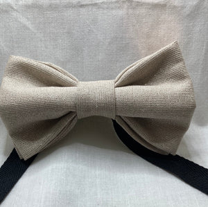 Glimmer Oyster Colored Metallic shimmer bow tie , adult pre-tied with black cotton twill strap adjustable